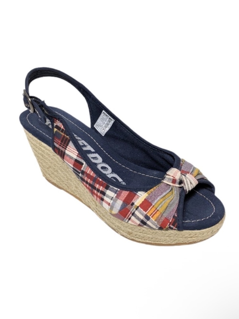 ROCKET DOG Plaid Peeptoe Wedge Espadrilles 7.5